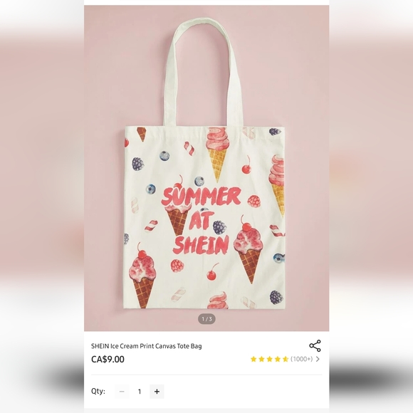 BRAND NEW Shein Canvas Tote Bag - Picture 1 of 1